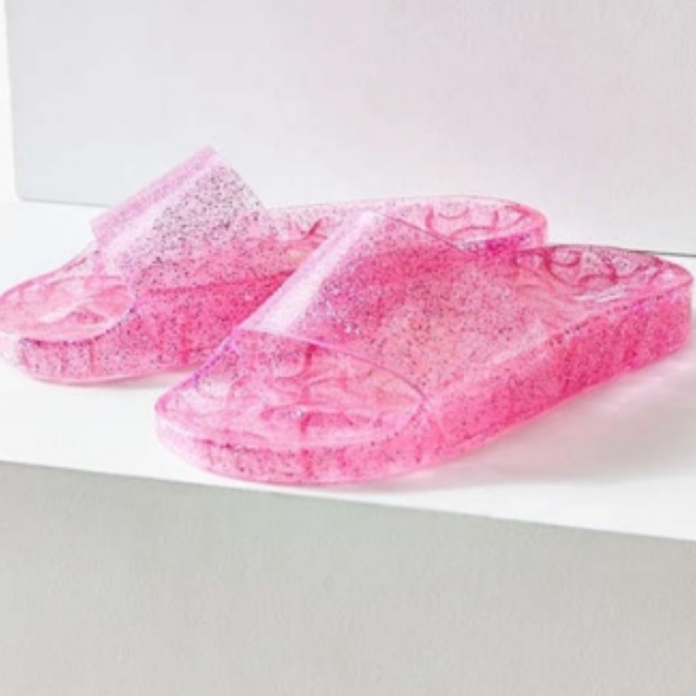 Urban Outfitters Pink Sparkle Jelly Pool Slides - Picture 2 of 3